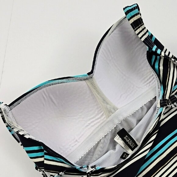 Bond-Eye Australia Women's Teal Black Striped Tankini Swim Top Padded Cups Sz 8 - Picture 5 of 16